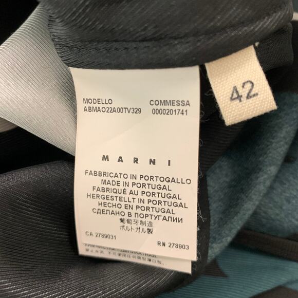 MARNI Size 6 Black Green Viscose Abstract floral 3/4 Sleeves Dress - Picture 5 of 6